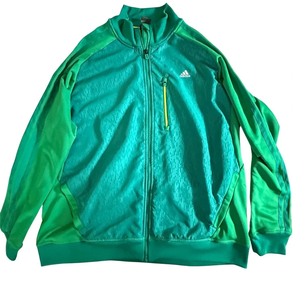 Adidas Climalite Track Jacket Green Teal 2XL Lightweight Running‎